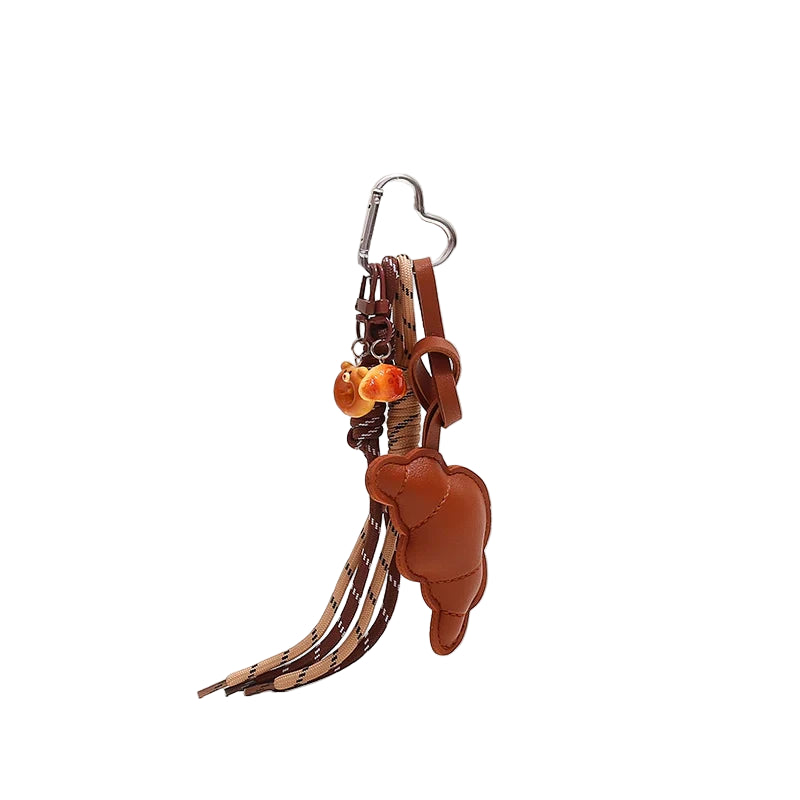 Leather Croissant Tassel Bag Charm