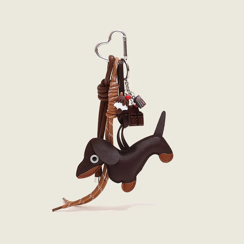 Leather Croissant Tassel Bag Charm