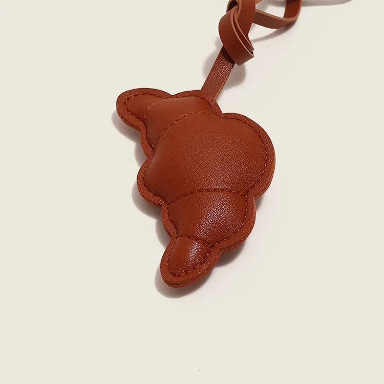 Leather Croissant Tassel Bag Charm