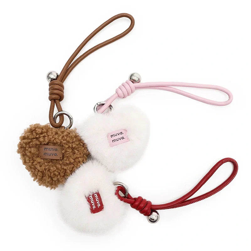 Fluffy Heart Bag Charm
