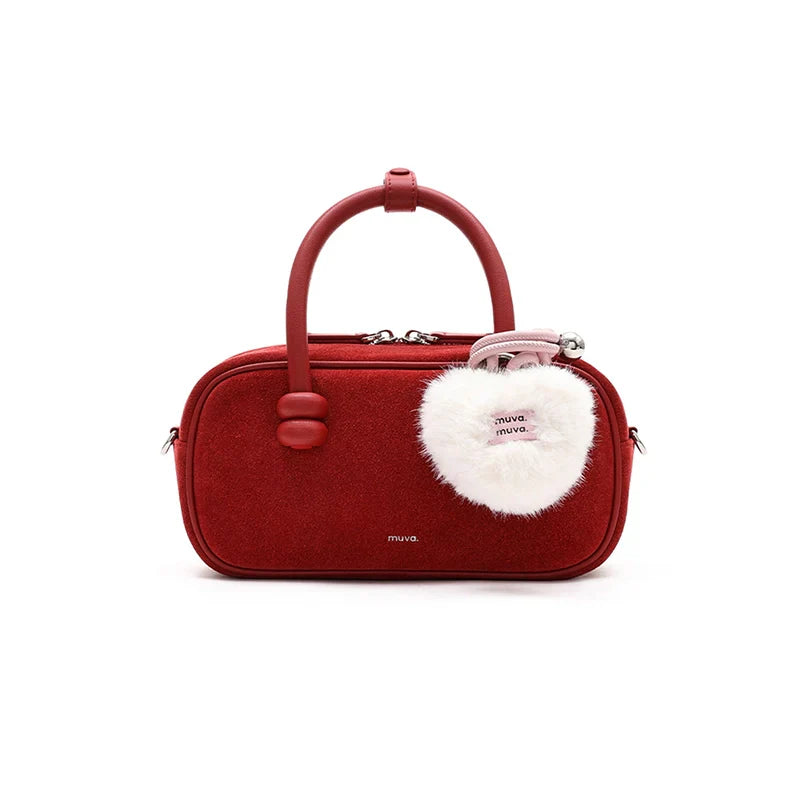 Fluffy Heart Bag Charm