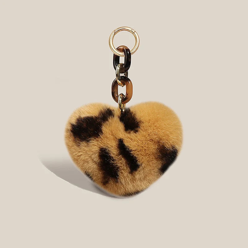 Heart Pom Pom Bag Charm