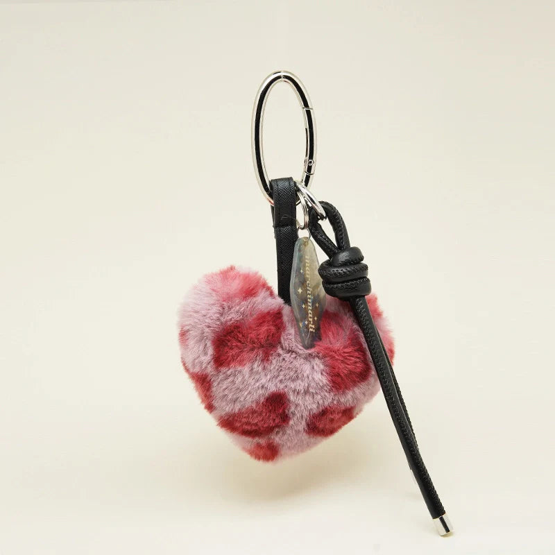 Leopard Print Heart Bag Charm