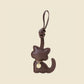 Leather Sitting Cat Bag Charm