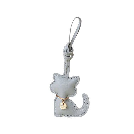 Leather Sitting Cat Bag Charm